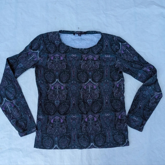Vintage 99s/00s Y2K Jones New York Long Sleeve Paisley Design -  Woman's Small - Picture 1 of 5
